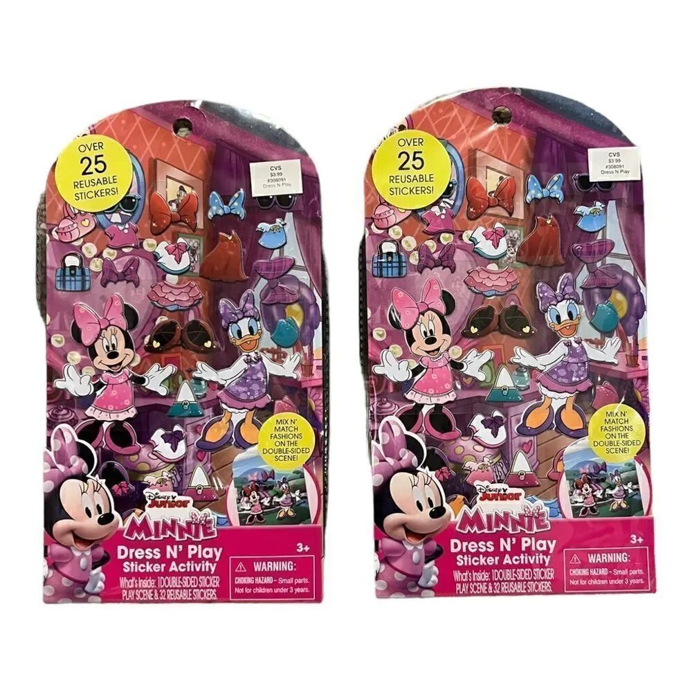Disney Tara Minnie Mouse Set of 2 Dress N Play Sticker Activity Sets New
